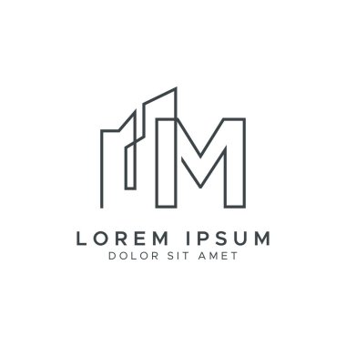 İlk harf M İnşaat ve İnşaat Sanat Hattı Logosu Şablonu