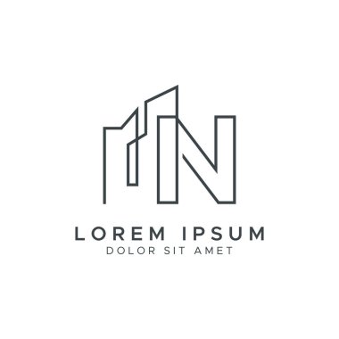 İlk harf N İnşaat ve İnşaat Sanat Hattı Logosu Şablonu
