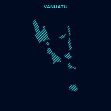 Vanuatu Çizgili Harita Vektör Tasarım Şablonu Mavi Arkaplan