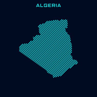 Cezayir Çizgili Harita Vektör Tasarım Şablonu Mavi Arkaplan