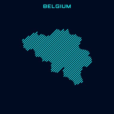Belçika Çizgili Harita Vektör Tasarım Şablonu Mavi Arkaplanda