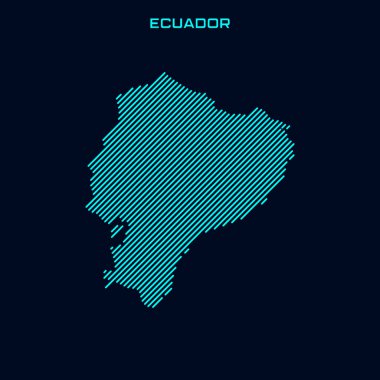Ekvador Çizgili Harita Vektör Tasarım Şablonu Mavi Arkaplan