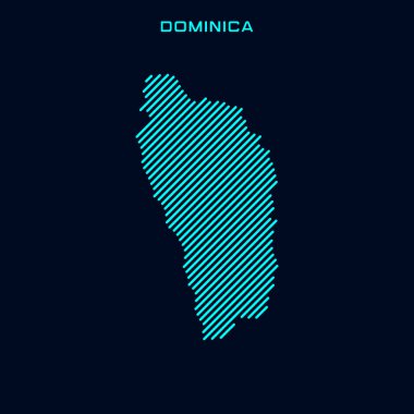 Dominica Çizgili Harita Vektör Tasarım Şablonu Mavi Arkaplanda