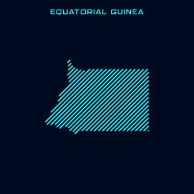 Ekvator Ginesi Çizgili Harita Vektör Tasarım Şablonu Mavi Arkaplan