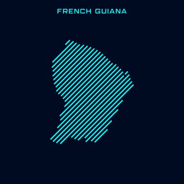 Fransız Guyanası Çizgili Harita Vektör Tasarım Şablonu Mavi Arkaplan