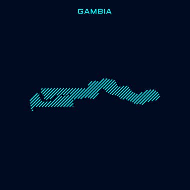 Gambiya Çizgili Harita Vektör Tasarım Şablonu Mavi Arkaplan