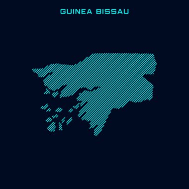 Gine Bissau Çizgili Harita Vektör Tasarım Şablonu Mavi Arkaplan