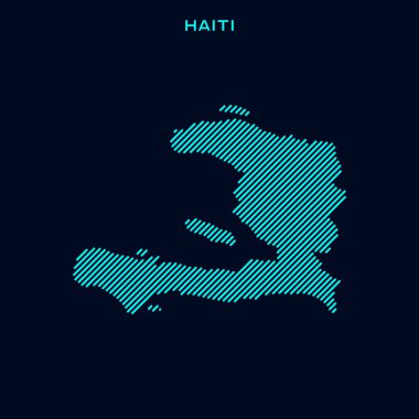 Mavi Arkaplanda Haiti Çizgili Harita Vektör Tasarım Şablonu
