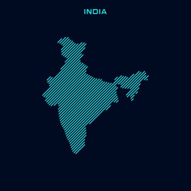 Hindistan Çizgili Harita Vektör Tasarımı Mavi Arkaplan Şablonu