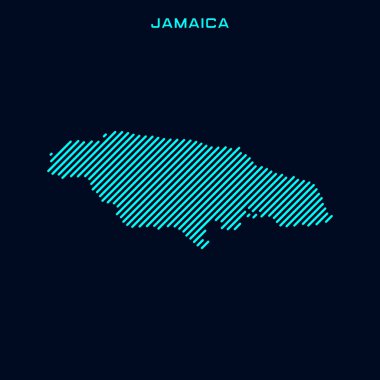 Jamaika Çizgili Harita Vektör Tasarım Şablonu Mavi Arkaplan