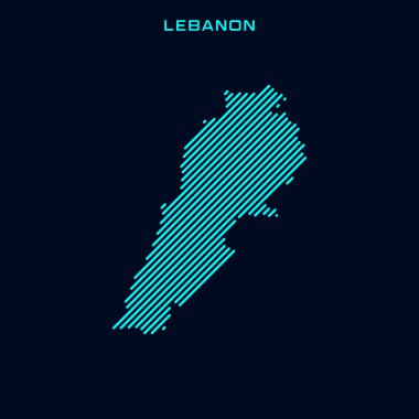 Lübnan Çizgili Harita Vektör Tasarım Şablonu Mavi Arkaplanda