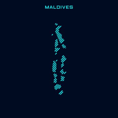 Mavi Arkaplanda Maldivler Çizgili Harita Vektör Tasarım Şablonu