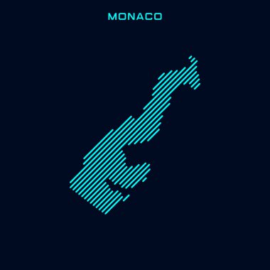 Mavi Arkaplanda Monako Çizgili Harita Vektör Tasarım Şablonu