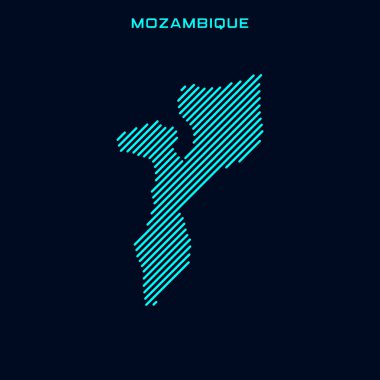 Mozambik Çizgili Harita Vektör Tasarım Şablonu Mavi Arkaplan