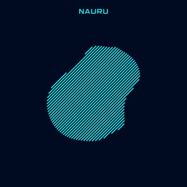 Nauru Çizgili Harita Vektör Tasarım Şablonu Mavi Arkaplan