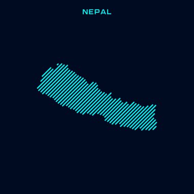 Mavi Arkaplanda Nepal Çizgili Harita Vektör Tasarım Şablonu