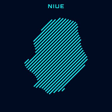 Mavi Arkaplanda Niue Çizgili Harita Vektör Tasarım Şablonu