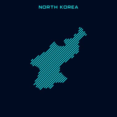 Kuzey Kore Çizgili Harita Vektör Tasarım Şablonu Mavi Arkaplan