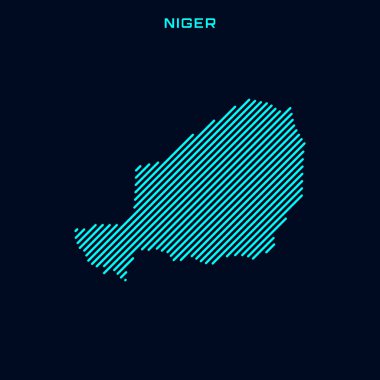 Nijer Çizgili Harita Vektör Tasarım Şablonu Mavi Arkaplanda