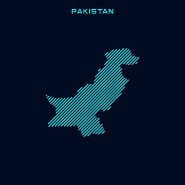 Pakistan Çizgili Harita Vektör Tasarımı Mavi Arkaplan Şablonu