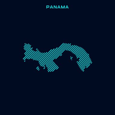 Panama Çizgili Harita Vektör Tasarım Şablonu Mavi Arkaplanda