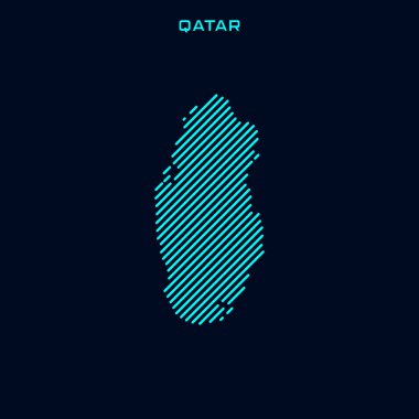 Mavi Arkaplanda Katar Çizgili Harita Vektör Tasarım Şablonu