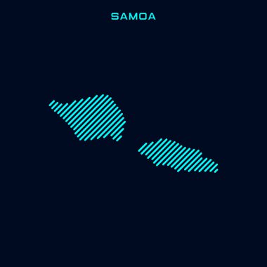 Mavi Arkaplanda Samoa Çizgili Harita Vektör Tasarım Şablonu