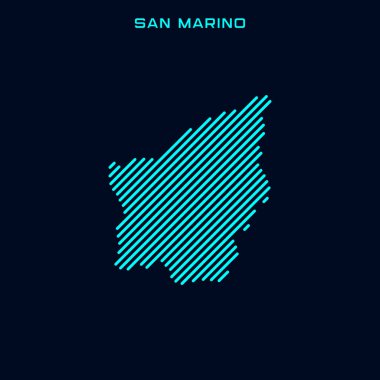 San Marino Çizgili Harita Vektör Tasarım Şablonu Mavi Arkaplan