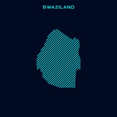 Svaziland Çizgili Harita Vektör Tasarım Şablonu Mavi Arkaplan