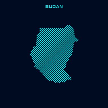 Sudan Çizgili Harita Vektör Tasarım Şablonu Mavi Arkaplanda