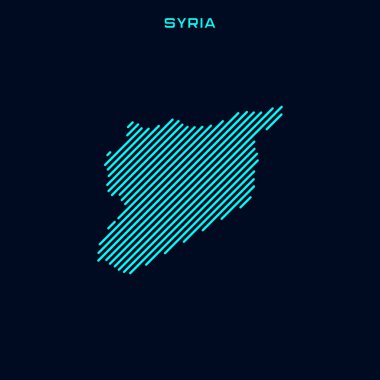 Mavi Arkaplanda Suriye Çizgili Harita Vektör Tasarım Şablonu