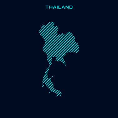 Tayland Çizgili Harita Vektör Tasarım Şablonu Mavi Arkaplan