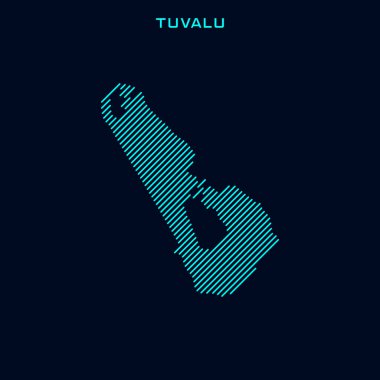 Tuvalu Çizgili Harita Vektör Tasarım Şablonu Mavi Arkaplan