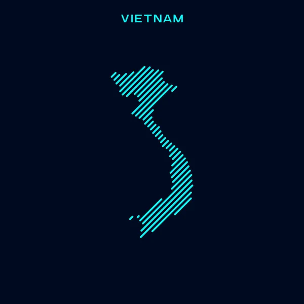 Vietnam Rayas Mapa Vector Diseño Plantilla Sobre Fondo Azul — Archivo Imágenes Vectoriales