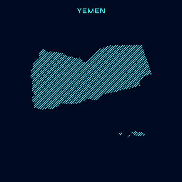 Yemen Çizgili Harita Vektör Tasarım Şablonu Mavi Arkaplan