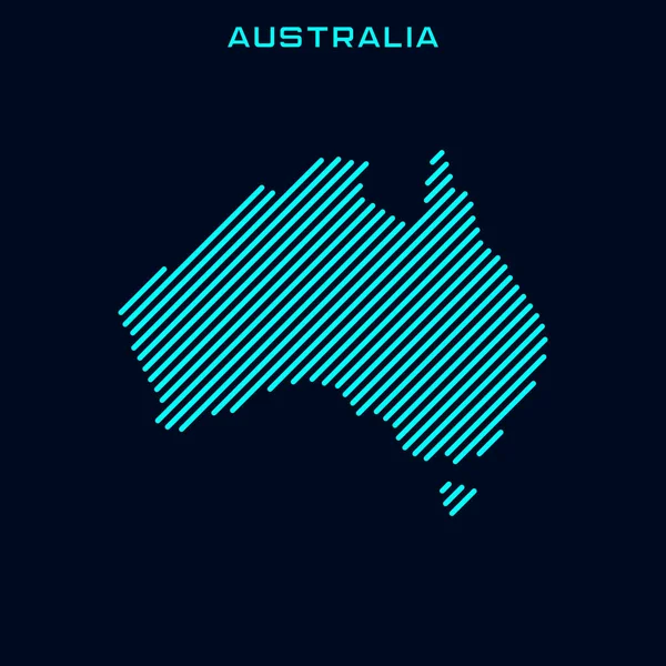 Plantilla Diseño Vectorial Mapa Rayado Australia Sobre Fondo Azul — Vector de stock
