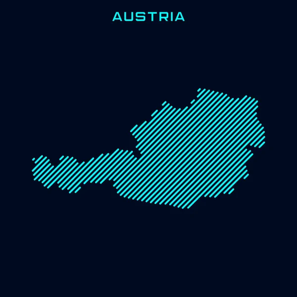 Österreich Gestreifte Landkarte Vektor Design Vorlage Auf Blauem Hintergrund — Stockvektor