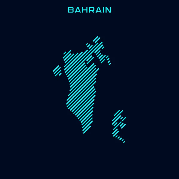 Bahrain Striped Map Modello Design Vettoriale Sfondo Blu — Vettoriale Stock