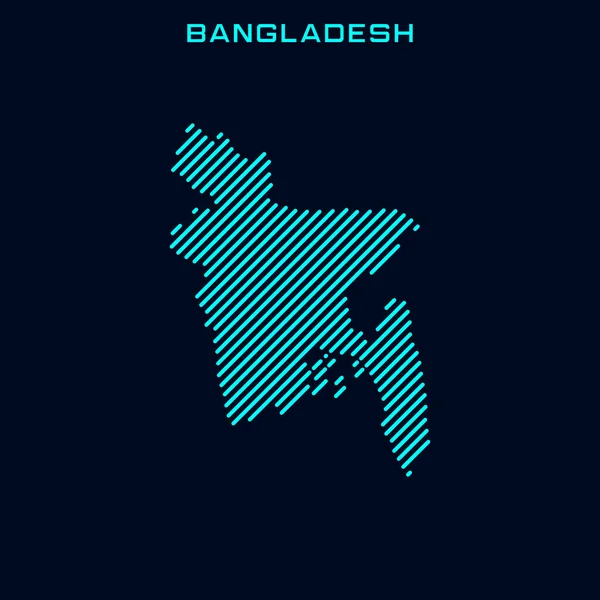 Полосатая Карта Бангладеш Шаблон Векторного Дизайна Синем Фоне — стоковый вектор