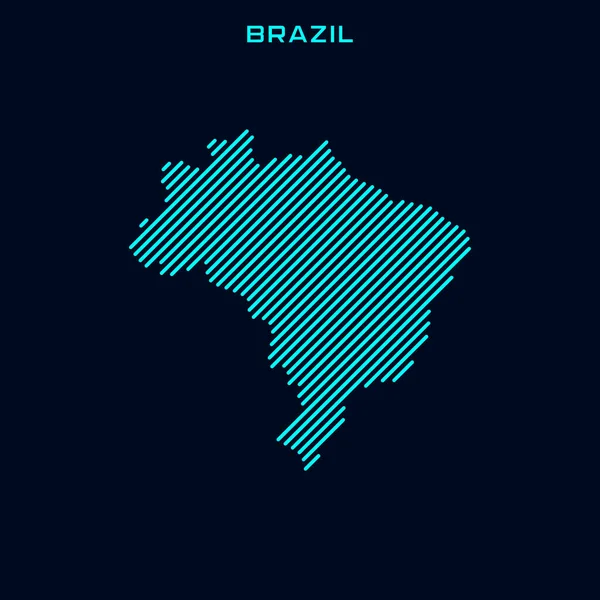 Plantilla Diseño Vectorial Mapa Rayado Brasil Sobre Fondo Azul — Vector de stock