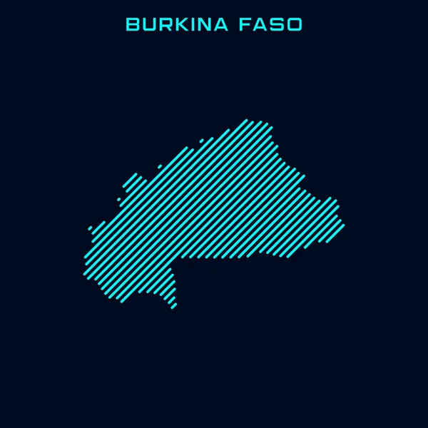 Modèle Conception Vectorielle Carte Rayée Burkina Faso Sur Fond Bleu — Image vectorielle
