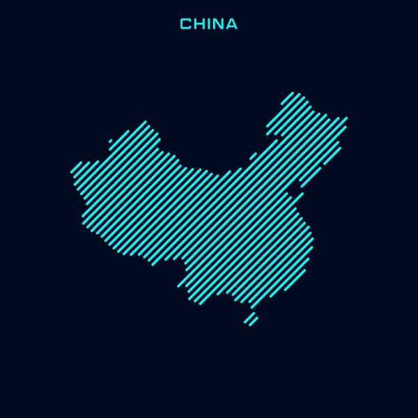 Çin Çizgili Harita Vektör Tasarımı Mavi Arkaplan Şablonu