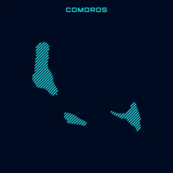 Modèle Conception Vectorielle Carte Rayée Des Comores Sur Fond Bleu — Image vectorielle