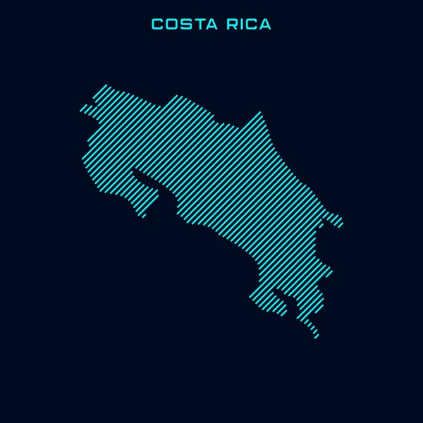 Costa Rica Gestreifte Landkarte Vektordesign Vorlage Auf Blauem Hintergrund — Stockvektor