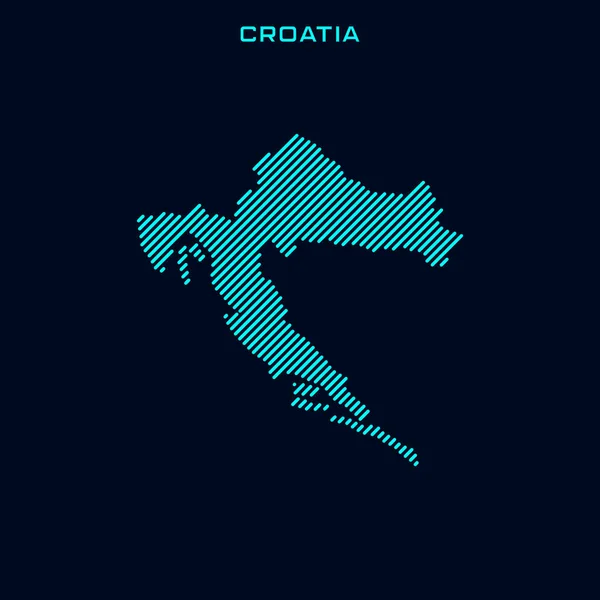 Croacia Mapa Rayado Plantilla Diseño Vectorial Sobre Fondo Azul — Vector de stock