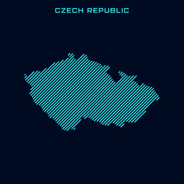 Tschechische Republik Gestreifte Karte Vektor Design Vorlage Auf Blauem Hintergrund — Stockvektor