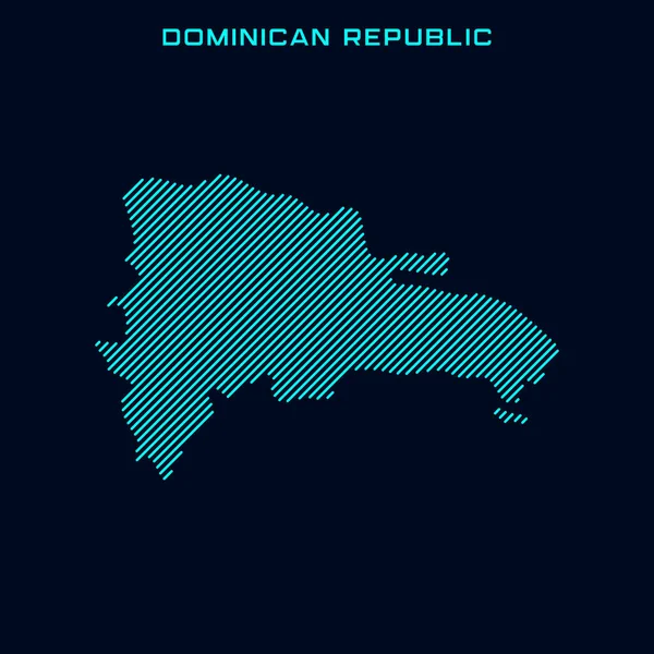 Dominikai Köztársaság Csíkos Térkép Vector Design Template Blue Háttér — Stock Vector