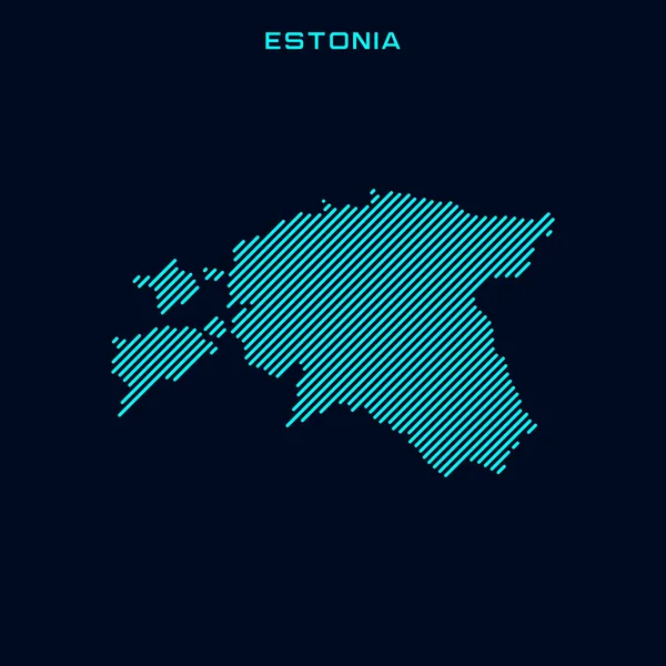 Estland Gestreifte Karte Vektor Design Vorlage Auf Blauem Hintergrund — Stockvektor