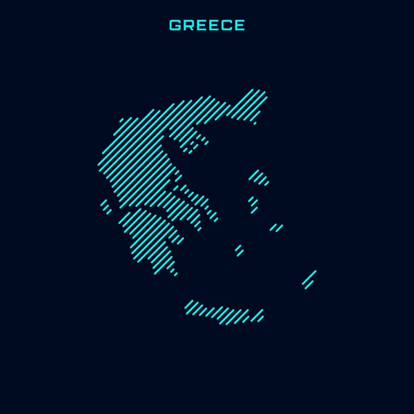 Plantilla Diseño Vectorial Mapa Rayado Grecia Sobre Fondo Azul — Vector de stock