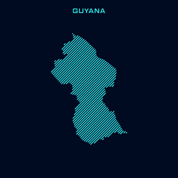 Mavi Arkaplanda Guyana Çizgili Harita Vektör Tasarım Şablonu